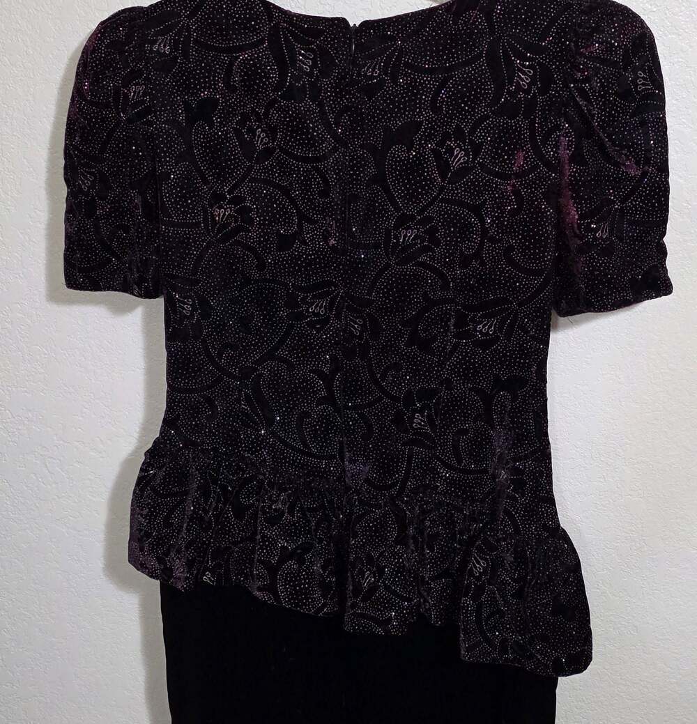 Vintage Jessica Howard dress 80's Womens 10 cocktail Puff Sleeve Velvet Sheath - Picture 6 of 16